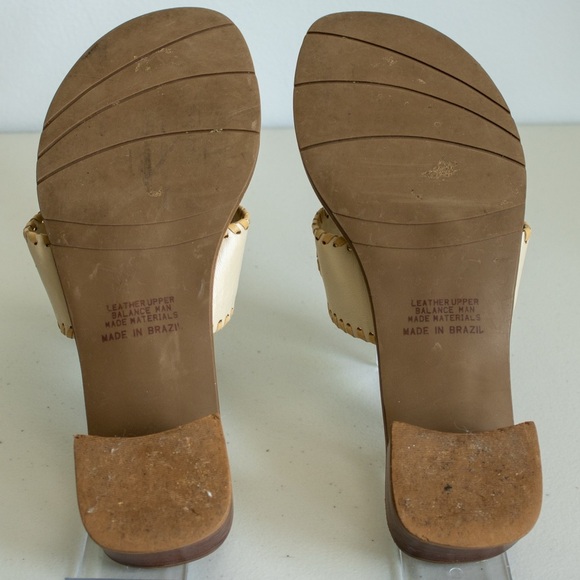 Apostrophe Jaclyn Cream Leather Sandals Floral Whipstitch Women’s Shoes Size 8 - Picture 8 of 10